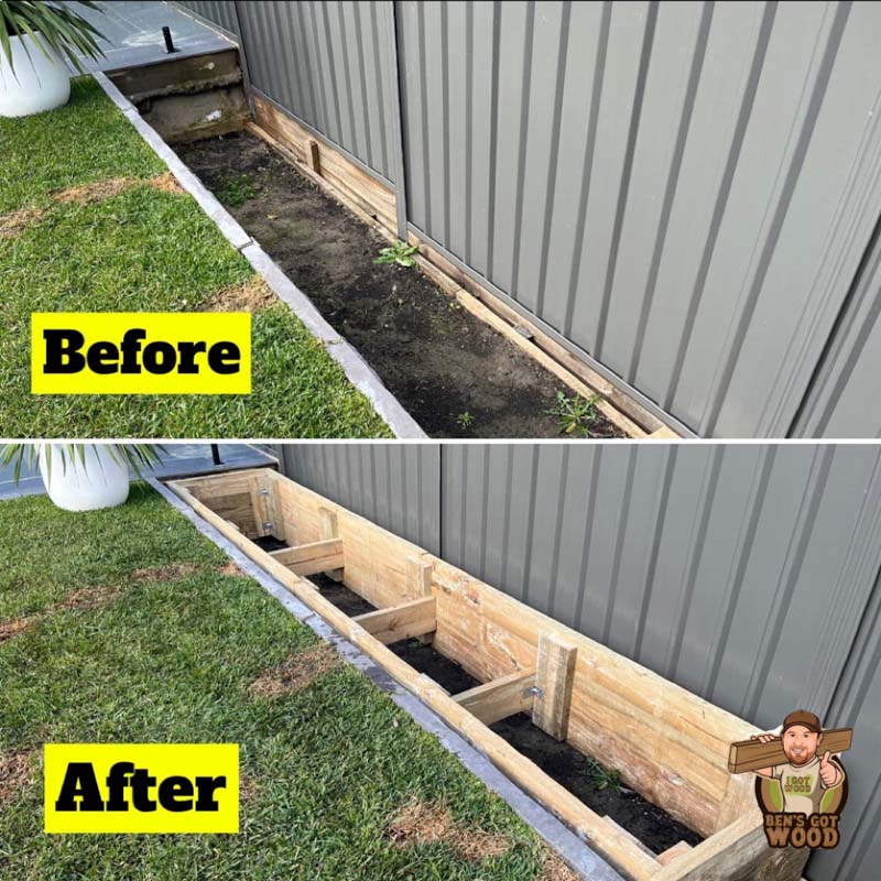 Before and after plant garden bed